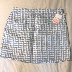 White and Blue Gingham Mini Skirt